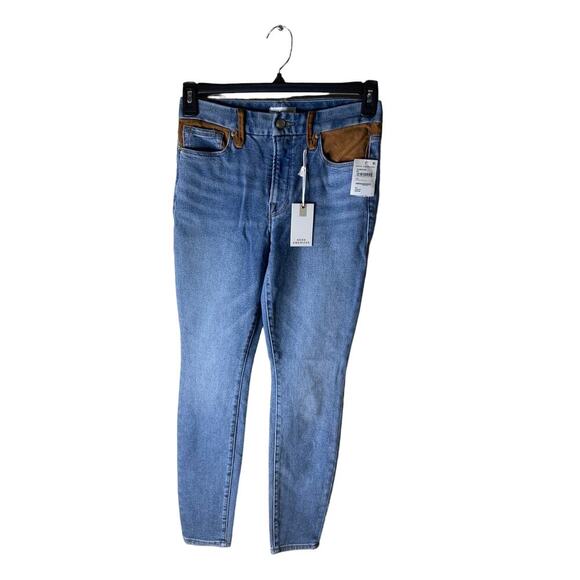 Good American Jeans Women's Size 2/26 Skinny Leg Suede Indigo Med Wash Denim NWT - Picture 2 of 12